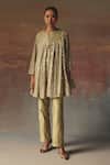 Buy_Twenty Nine_Green Dupion Sage Dupian Straight Pant _at_Aza_Fashions