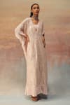 Twenty Nine_Blush Georgette Sequins Open Neck Pink Tassle Kaftan Jacket _Online_at_Aza_Fashions