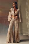 Shop_Twenty Nine_Gold Net Sequins Designer Bootcut Pant _Online_at_Aza_Fashions