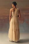 Shop_Twenty Nine_Peach Net Asymmetric One Shoulder Anarkali Dress _at_Aza_Fashions