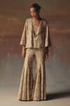 Buy_Twenty Nine_Gold Georgette Embroidery Bootcut Pant _at_Aza_Fashions