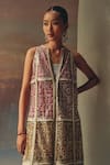 Twenty Nine_Multi Color Net Embroidery V-neck Long Multicolor Designer Jacket _at_Aza_Fashions