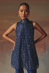 Buy_Twenty Nine_Blue Net Sequins High Neck Designer Short Tunic _at_Aza_Fashions