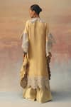 Shop_Twenty Nine_Gold Tissue, Organza Sequins, Beads Round Neck Embellished Kaftaan _at_Aza_Fashions