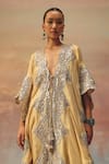 Buy_Twenty Nine_Gold Tissue, Organza Sequins, Beads Round Neck Embellished Kaftaan _Online_at_Aza_Fashions