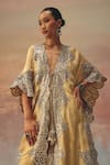 Buy_Twenty Nine_Gold Tissue, Organza Sequins, Beads Round Neck Embellished Kaftaan 