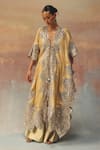 Buy_Twenty Nine_Gold Brocade Sequins, Embroidery Designer Palazzo _at_Aza_Fashions