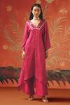 Buy_Twenty Nine_Red Chanderi Mirrors, Embroidery Wild Berry Palazzo _at_Aza_Fashions