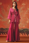 Buy_Twenty Nine_Red Linen Wild Berry Bootcut Pant _at_Aza_Fashions