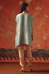 Shop_Twenty Nine_Blue Silk Embroidery Round Neck Sea Foam Gajji Tunic _at_Aza_Fashions