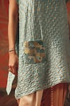 Shop_Twenty Nine_Blue Silk Embroidery Round Neck Sea Foam Gajji Tunic _Online_at_Aza_Fashions