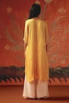 Shop_Twenty Nine_Yellow Silk Collared Honeycomb Gajji Kurta _at_Aza_Fashions