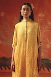 Shop_Twenty Nine_Yellow Silk Collared Honeycomb Gajji Kurta 