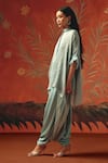 Buy_Twenty Nine_Blue Silk Embroidery Mandarin Collar Sea Foam Gajji Designer Kurta _Online_at_Aza_Fashions