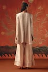 Shop_Twenty Nine_Peach Silk Round Neck Moon Dust Designer Top _at_Aza_Fashions