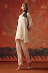 Buy_Twenty Nine_Peach Chanderi Moon Dust Cigarette Pant _Online_at_Aza_Fashions