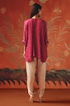 Shop_Twenty Nine_Red Silk Embroidery Round Neck Wild Berry Gajji Tunic Top _at_Aza_Fashions