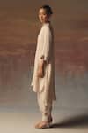 Twenty Nine_Off White Silk Embroidery Mandarin Collar Moon Dust Gajji Shirt Kurta _Online_at_Aza_Fashions