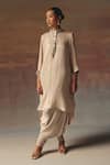 Buy_Twenty Nine_Off White Satin Moon Dust Dhoti Pant _Online_at_Aza_Fashions