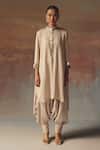 Twenty Nine_Off White Satin Moon Dust Dhoti Pant _at_Aza_Fashions