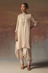 Buy_Twenty Nine_Off White Satin Moon Dust Dhoti Pant _at_Aza_Fashions