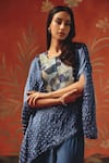 Buy_Twenty Nine_Blue Square Neck Twilight Gajji Silk Cape Top _at_Aza_Fashions