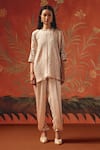 Buy_Twenty Nine_Pink Silk Embroidery Round Neck Moon Dust Gajji Tunic Top _Online_at_Aza_Fashions