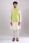 Arihant Rai Sinha Green Polyester, Jacquard Poly Bundi Online at Aza Fashions Arihant Rai Sinha_Green Polyester, Jacquard Poly Bundi _Online_at_Aza_Fashions
