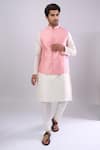 Buy_Arihant Rai Sinha_Pink Polyester, Jacquard Poly Bundi _at_Aza_Fashions