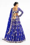 Vvani By Vani Vats_Blue Dupatta Satin Organza, Lehenga And Blouse Floral Embroidered Bridal Set _Online_at_Aza_Fashions