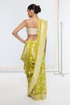 Ekaya Banaras_Yellow Georgette Kadwa Pattern Saree With Running Blouse _Online_at_Aza_Fashions