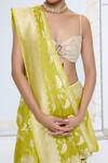 Shop_Ekaya Banaras_Yellow Georgette Kadwa Pattern Saree With Running Blouse _Online_at_Aza_Fashions