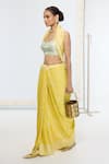 Buy_Ekaya Banaras_Yellow Georgette Embroidery Kadwa Pattern Saree With Running Blouse _Online_at_Aza_Fashions