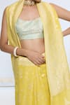 Shop_Ekaya Banaras_Yellow Georgette Embroidery Kadwa Pattern Saree With Running Blouse _Online_at_Aza_Fashions