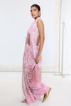 Buy_Ekaya Banaras_Pink Georgette Printed Saree With Running Blouse _Online_at_Aza_Fashions