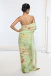 Ekaya Banaras_Green Georgette Printed Saree With Running Blouse _Online_at_Aza_Fashions