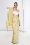 Buy_Ekaya Banaras_Green Georgette Printed Saree With Running Blouse _at_Aza_Fashions