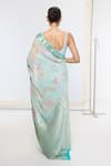 Ekaya Banaras_Blue Georgette Printed Saree With Running Blouse _Online_at_Aza_Fashions