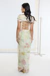 Ekaya Banaras_Green Georgette Printed Saree With Running Blouse _Online_at_Aza_Fashions