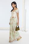 Shop_Ekaya Banaras_Green Georgette Printed Saree With Running Blouse _Online_at_Aza_Fashions