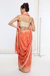 Ekaya Banaras_Orange Georgette Embroidery Kadwa Hand Saree With Running Blouse _Online_at_Aza_Fashions