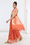 Buy_Ekaya Banaras_Orange Georgette Embroidery Kadwa Hand Saree With Running Blouse _Online_at_Aza_Fashions