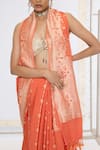 Shop_Ekaya Banaras_Orange Georgette Embroidery Kadwa Hand Saree With Running Blouse _Online_at_Aza_Fashions