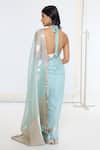 Ekaya Banaras_Blue Organza, Silk Solid Zari Border Saree With Running Blouse _Online_at_Aza_Fashions