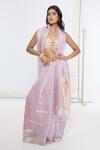 Buy_Ekaya Banaras_Purple Organza, Silk Zari Saree With Running Blouse _at_Aza_Fashions