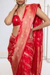 Shop_Ekaya Banaras_Red Satin, Silk Zari Kadwa Tanchoi Saree With Running Blouse _Online_at_Aza_Fashions