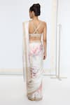 Ekaya Banaras_White Crepe Printed Saree With Running Blouse _Online_at_Aza_Fashions