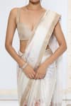 Shop_Ekaya Banaras_White Crepe Printed Saree With Running Blouse _Online_at_Aza_Fashions