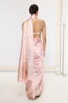 Ekaya Banaras_Pink Crepe Printed Saree With Running Blouse _Online_at_Aza_Fashions