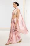 Buy_Ekaya Banaras_Pink Crepe Printed Saree With Running Blouse _Online_at_Aza_Fashions